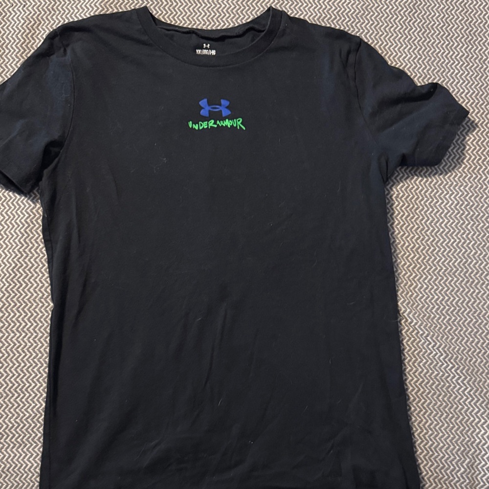 Under Armour Boy’s Black Tee with Blue and Green Logo